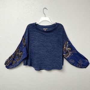 Wonderly Mixed Media Boho Top with Dolman Sleeves